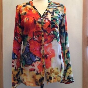 DESIGUAL Floral Butterfly Pixel Top size S